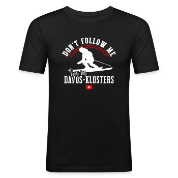 Davos Klosters Ski Resort Schweizer Alpen Souvenir - Männer Slim Fit T-Shirt - Schwarz - Vorne - Nik (191cm)