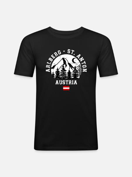 St. Anton Arlberg Ski Resort Austrian Alps - Men's Slim Fit T-Shirt - black