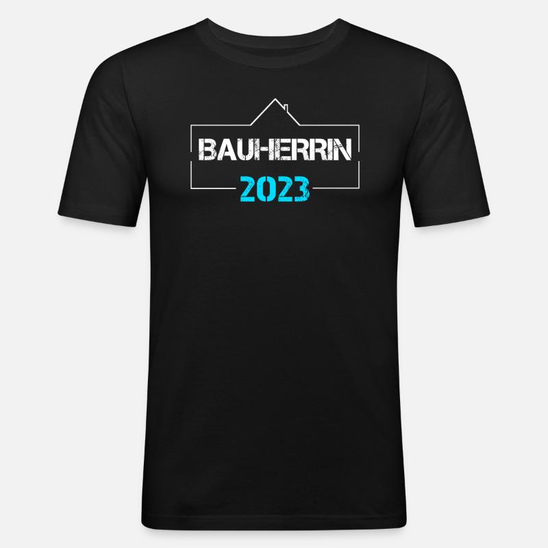 Bauherrin 2023 Häuslebauer Eigenheim Geschenk - Männer Slim Fit T-Shirt - Schwarz