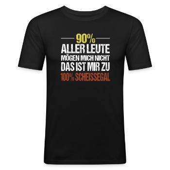 90% der Leute mögen mich nicht das ist mir egal - Männer Slim Fit T-Shirt - Schwarz - Vorne - Nik (191cm)