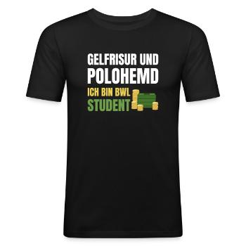 Gelfrisur & Polohemd Ich Bin BWL Student - Männer Slim Fit T-Shirt - Schwarz - Vorne - Nik (191cm)