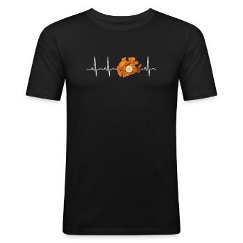 Wiener Schnitzel Heartbeat Schnitzel - Men's Slim Fit T-Shirt - black - Front - Nik (191cm)