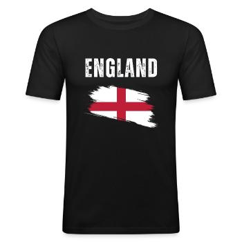 Brushstroke England Flag - Men's Slim Fit T-Shirt - black - Front - Nik (191cm)