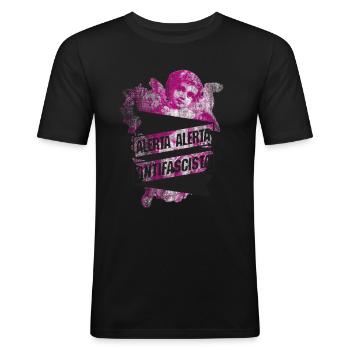 Antifaschistischer Engel - Männer Slim Fit T-Shirt - Schwarz - Vorne - Nik (191cm)