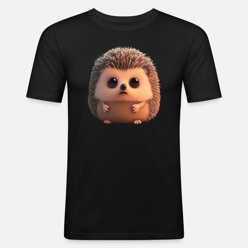 Niedlicher kleiner Chibi Igel - Männer Slim Fit T-Shirt - Schwarz