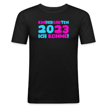 Kindergarten 2023 Ich Komme Mädchen Kita Geschenk - Männer Slim Fit T-Shirt - Schwarz - Vorne - Nik (191cm)