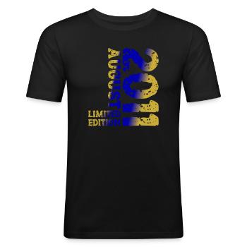 2011 August Limited Edition 12. Geburtstag Outfit - Männer Slim Fit T-Shirt - Schwarz - Vorne - Nik (191cm)
