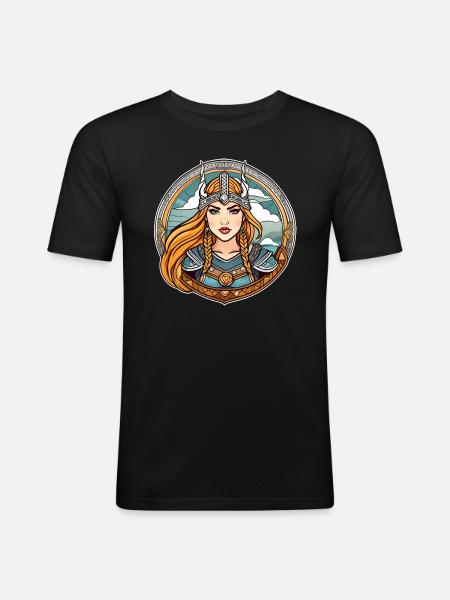 Proud Viking Germanin Shieldmaiden - Men's Slim Fit T-Shirt - black