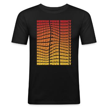 Retrofarben Horrorfilm Fan Design - Männer Slim Fit T-Shirt - Schwarz - Vorne - Nik (191cm)