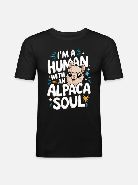 Alpaca Llama - Men's Slim Fit T-Shirt - black