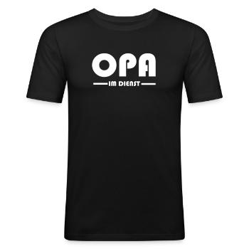 Opa im Dienst - Männer Slim Fit T-Shirt - Schwarz - Vorne - Nik (191cm)
