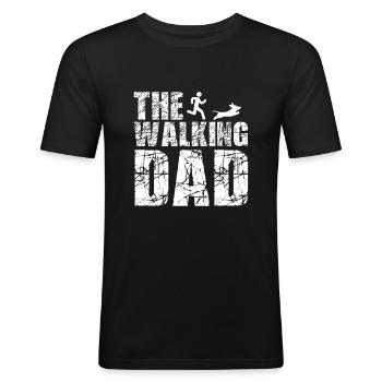 The walking dad - Männer Slim Fit T-Shirt - Schwarz - Vorne - Nik (191cm)