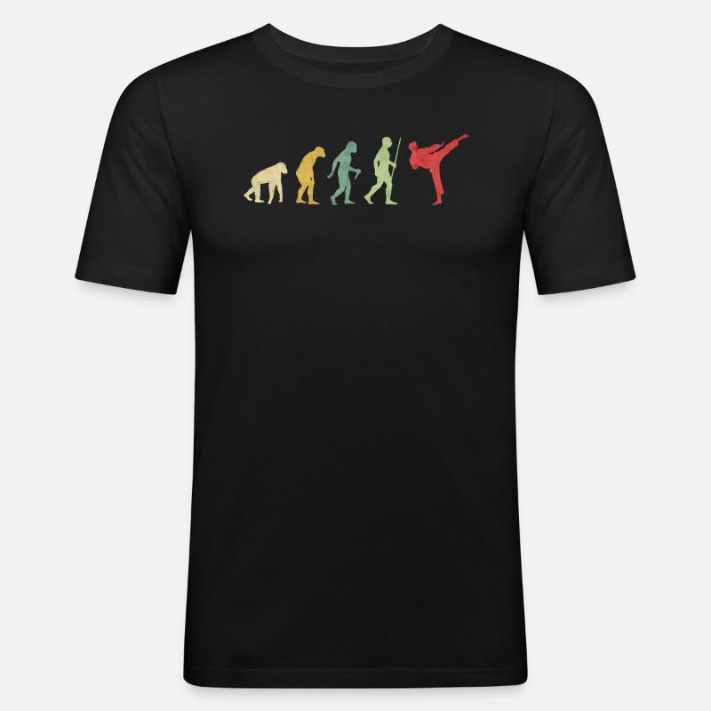 Karate High Kick Evolution - Männer Slim Fit T-Shirt - Schwarz