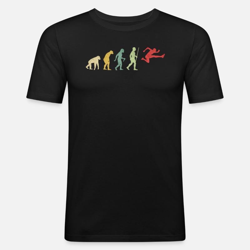 Hürden Mann, die Evolution läuft - Männer Slim Fit T-Shirt - Schwarz