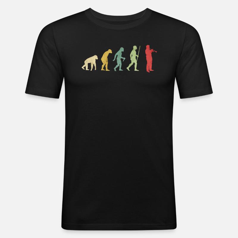 Trumpet Playing Man Evolution - Men's Slim Fit T-Shirt - black