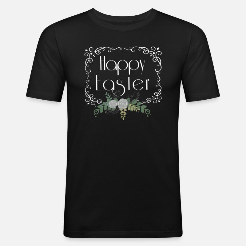 Happy Easter - Männer Slim Fit T-Shirt - Schwarz