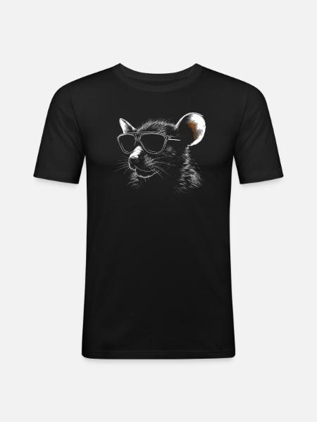 Ratten Sonnenbrille - Männer Slim Fit T-Shirt - Schwarz
