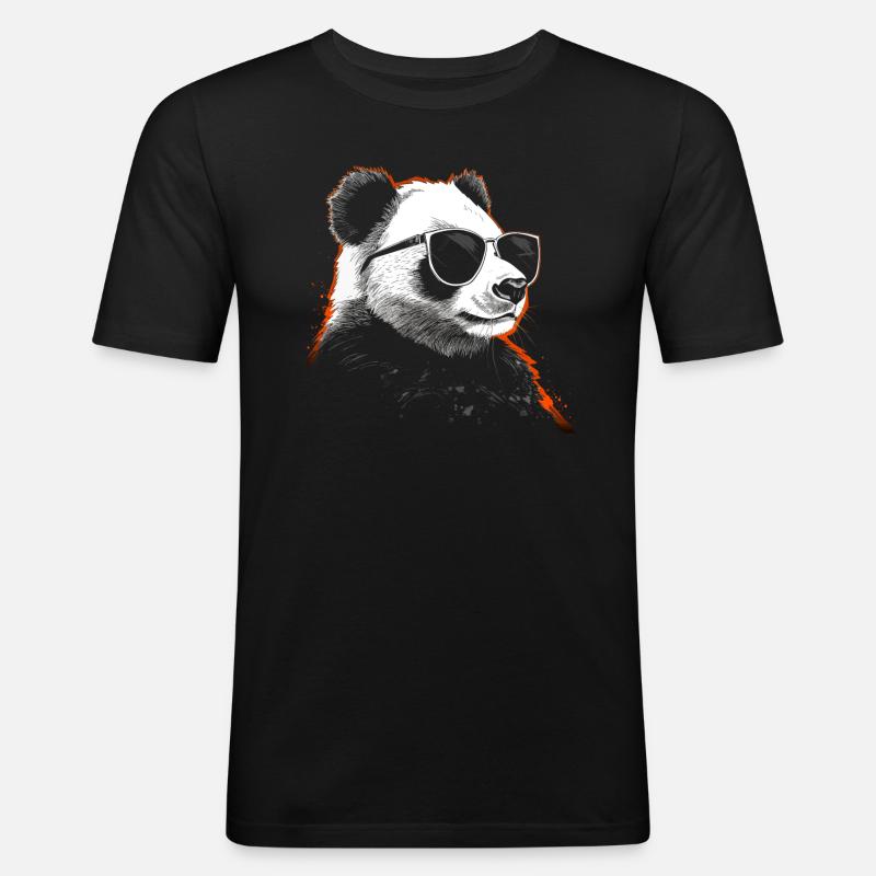 Panda Sonnenbrille - Männer Slim Fit T-Shirt - Schwarz