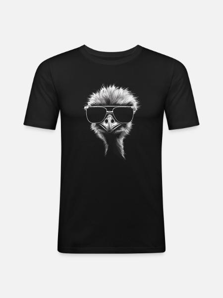 Ostrich Sonnenbrille - Männer Slim Fit T-Shirt - Schwarz