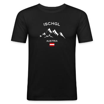 Skigebiet Ischgl Österreichische Alpen - Männer Slim Fit T-Shirt - Schwarz - Vorne - Nik (191cm)