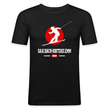 Station de ski de Saalbach Hinterglemm Alpes autrichiennes - T-shirt près du corps Homme - noir - Devant - Nik (191cm)