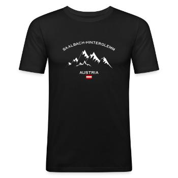 Station de ski de Saalbach Hinterglemm Alpes autrichiennes - T-shirt près du corps Homme - noir - Devant - Nik (191cm)