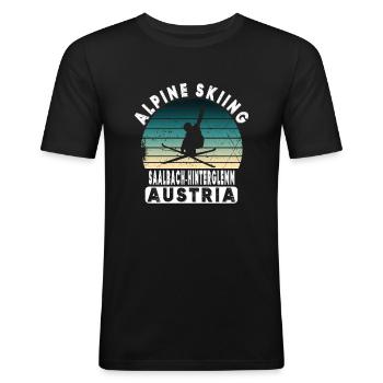 Station de ski de Saalbach Hinterglemm Alpes autrichiennes - T-shirt près du corps Homme - noir - Devant - Nik (191cm)