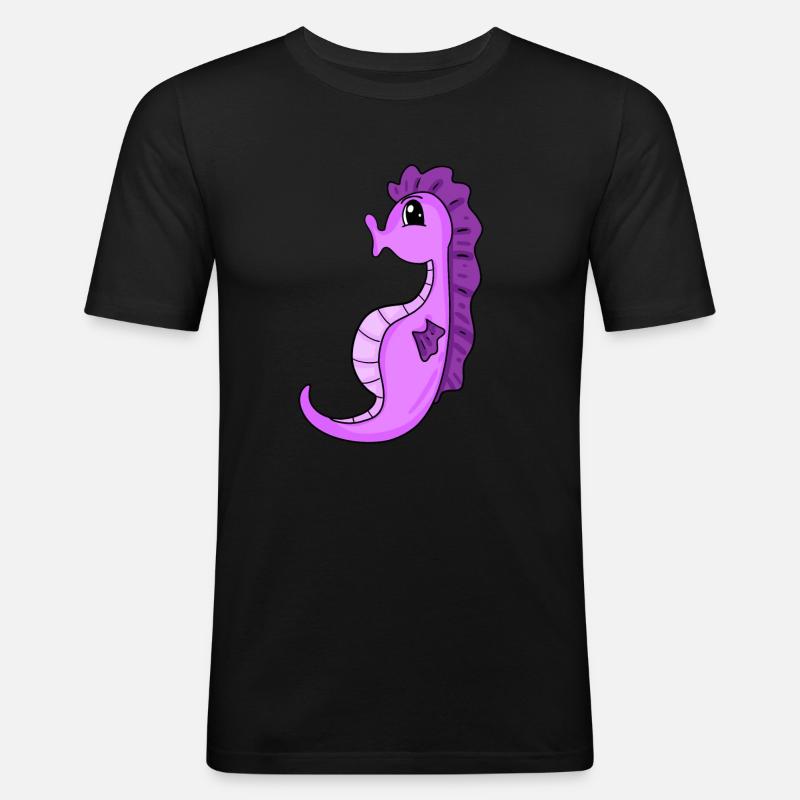 Seepferdchen Seepferd - Männer Slim Fit T-Shirt - Schwarz