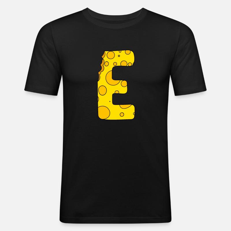Buchstabe E - Männer Slim Fit T-Shirt - Schwarz