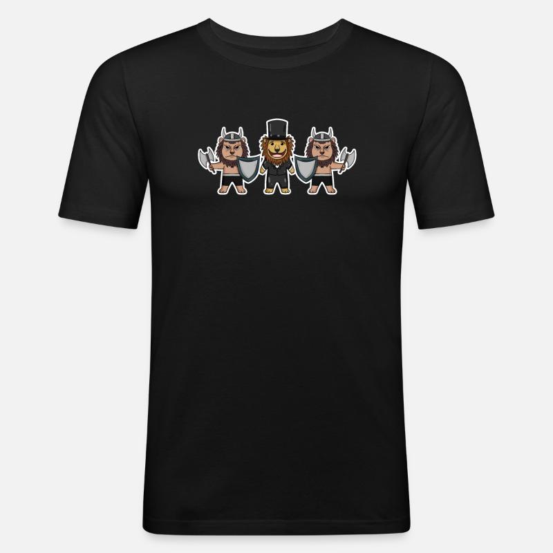 Bräutigam Security Wikinger Löwen - Männer Slim Fit T-Shirt - Schwarz