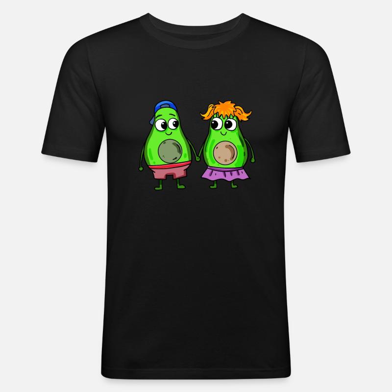 Avocado Paar - Männer Slim Fit T-Shirt - Schwarz