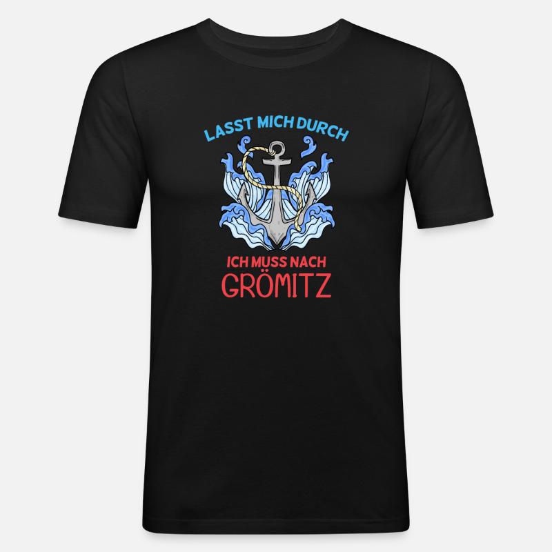 Grömitz Spruch - Männer Slim Fit T-Shirt - Schwarz