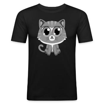 Grey Cat - Men's Slim Fit T-Shirt - black - Front - Nik (191cm)