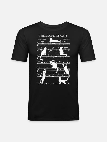 Cats Musical Notes - White Theme - Men's Slim Fit T-Shirt - black