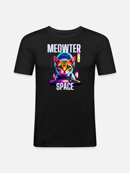 MEOWTER SPACE - Men's Slim Fit T-Shirt - black
