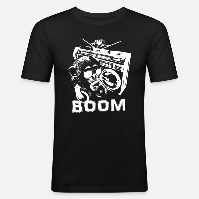 White Monkey Boombox - Männer Slim Fit T-Shirt - Schwarz