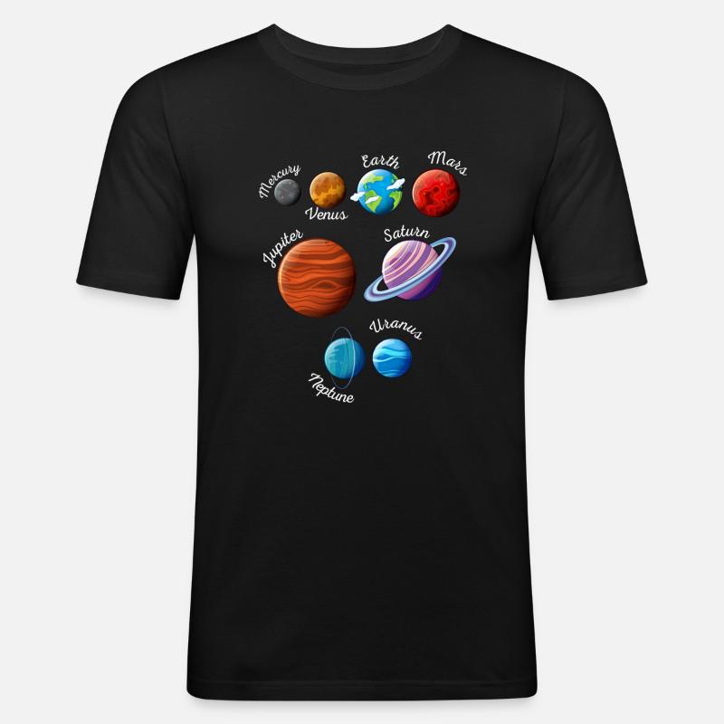 Solar System Planets - Männer Slim Fit T-Shirt - Schwarz