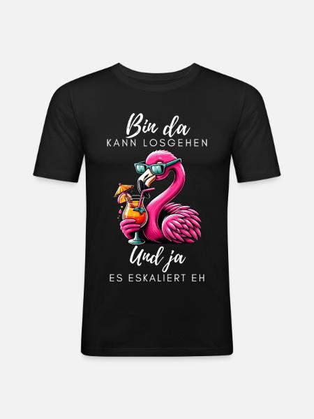 Flamingo Cocktail Party - Men's Slim Fit T-Shirt - black