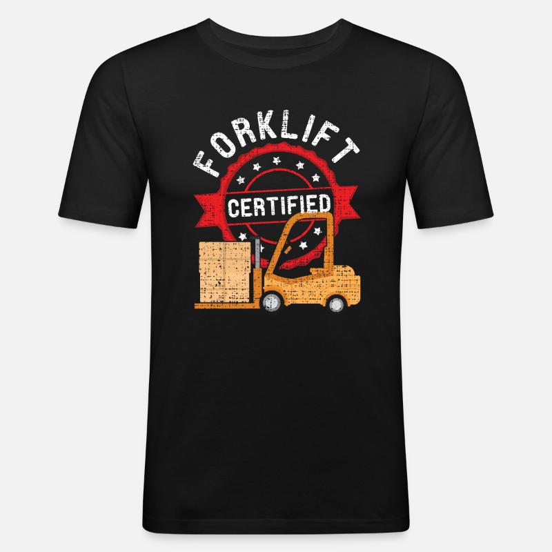 Cooler Gabelstaplerfahrer Fahrer Trucker Gabelstapler - Männer Slim Fit T-Shirt - Schwarz