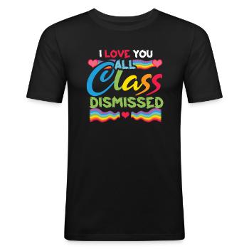 Jour d’école heureux Dernière classe arc-en-ciel rejetée - T-shirt près du corps Homme - noir - Devant - Nik (191cm)