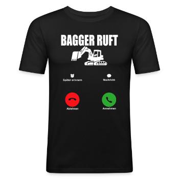 Bagger Maschinenführer Arbeit Beruf Job Gala bau - Männer Slim Fit T-Shirt - Schwarz - Vorne - Nik (191cm)
