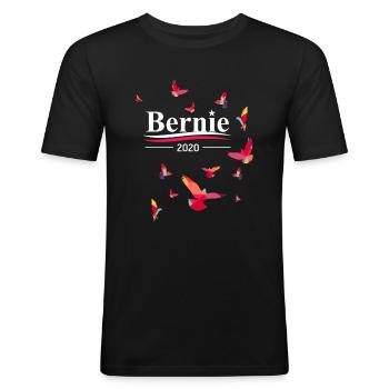 colorful birds bernie sanders 2020 bernie sanders - Men's Slim Fit T-Shirt - black - Front - Nik (191cm)
