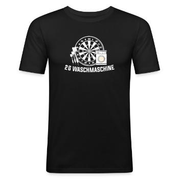 26 Waschmaschine Dart Dartsportler Dartspieler - Männer Slim Fit T-Shirt - Schwarz - Vorne - Nik (191cm)