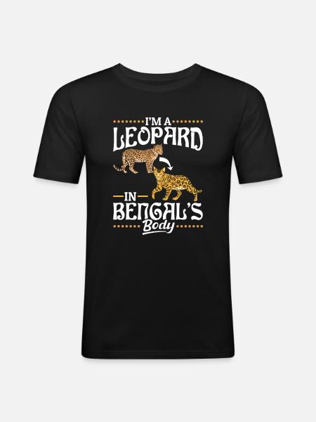 Leopard i Bengals kropp amerikansk kattras - Slim Fit T-shirt herr - svart