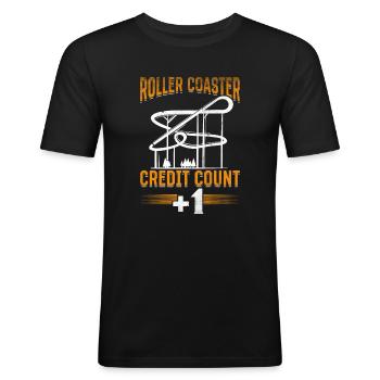 Achterbahn Ticket Vergnügungspark Rummelplatz - Männer Slim Fit T-Shirt - Schwarz - Vorne - Nik (191cm)