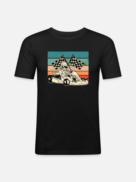 Retro Karting - Männer Slim Fit T-Shirt - Schwarz
