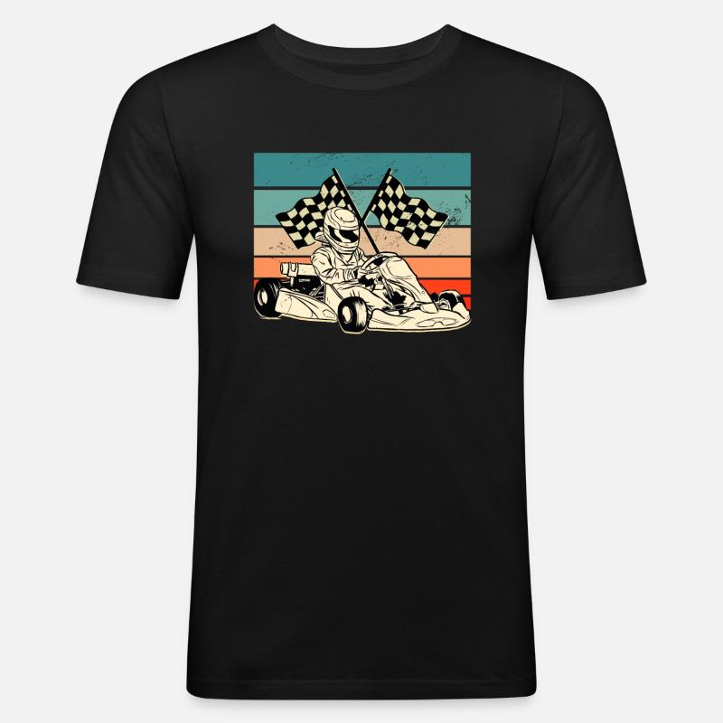 Retro Karting - Männer Slim Fit T-Shirt - Schwarz