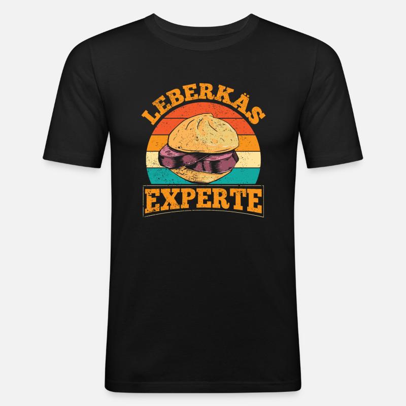 Leberkas Experte Leberkassemmel Leberkäse - Männer Slim Fit T-Shirt - Schwarz