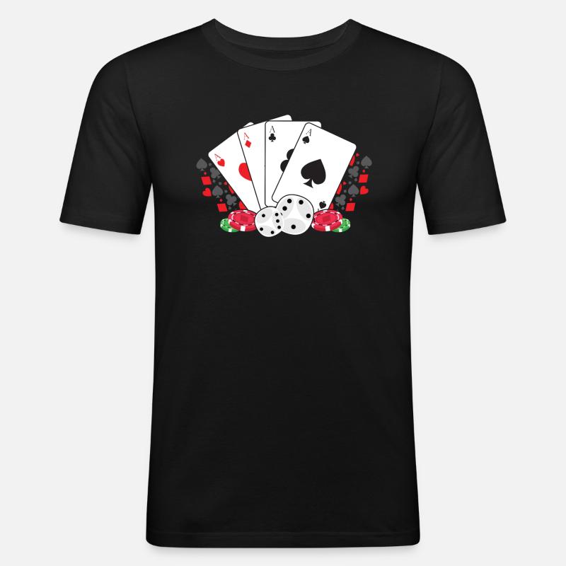 Pocker 4 Ass´e Vierling - Männer Slim Fit T-Shirt - Schwarz