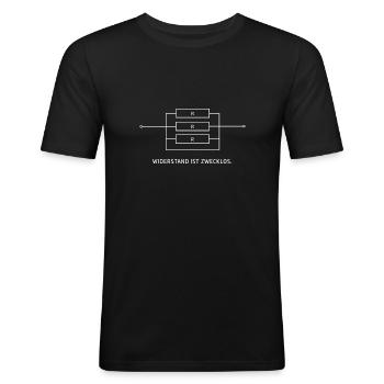 Widerstand ist zwecklos - Männer Slim Fit T-Shirt - Schwarz - Vorne - Nik (191cm)